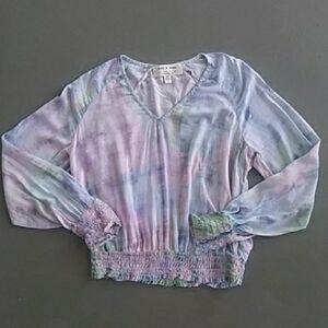 Anthropologie Cloth & Stone Kila Multicolor Tie-Dye Blouse Size Small